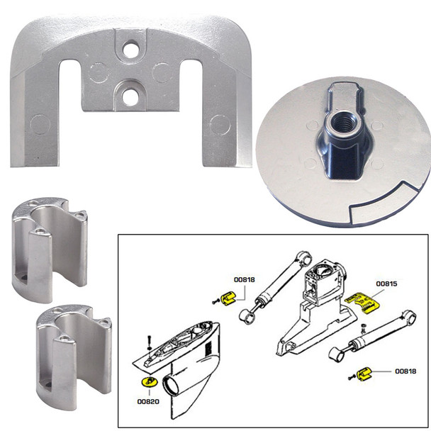 Tecnoseal Anode Kit w\/Hardware - Mercury Bravo 2-3 - Magnesium  [20804MG]