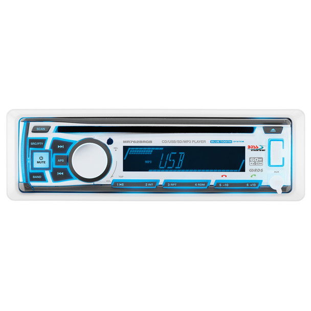 Boss Audio MR762BRGB Single DIN Bluetooth Enabled In-Dash MP3\/CD\/CDRW\/AM\/FM Receiver  [MR762BRGB]