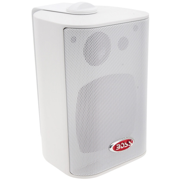 Boss Audio MR4.3W 4" 3-Way Marine Enclosed System Box Speaker - 200W - White  [MR4.3W]