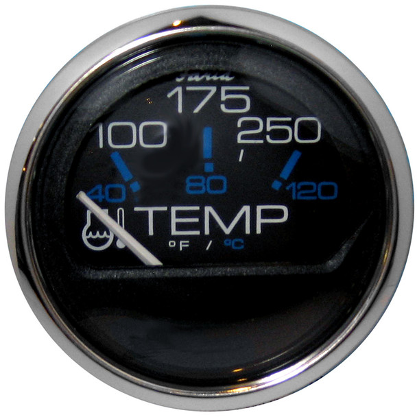 Faria Chesapeake Black SS 2" Water Temperature Gauge (100-250 DegreeF)  [13704]