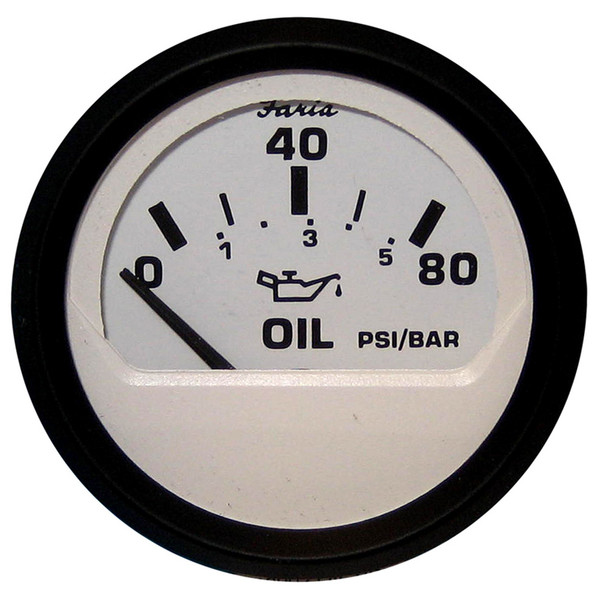 Faria Euro White 2" Oil Pressure Gauge - 80PSI  [12902]