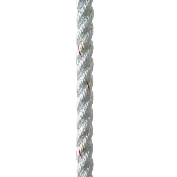 New England Ropes 3\/4" X 25 Premium Nylon 3 Strand Dock Line - White w\/Tracer [C6050-24-00025]