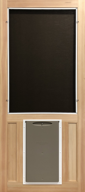 storm door with pet opening