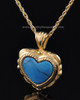 Cremation Heart Gold Plated Turquoise Pendant