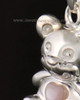 14k White Gold Happy Bear with Pink Heart Cremation Pendant