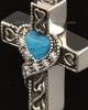 14k White Gold Turquoise Cross Cremation Necklace