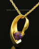14k Gold Lovely Lavender Cremation Necklace