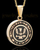 Gold Plated over Stainless Military Medallion-Navy Urn Pendant