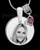 July Photo Engraved Round Pendant Stainless Steel
