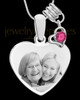 October Stainless Steel Memories Heart-Shaped Photo Engraved Pendant