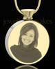 Photo Engraved Round Stainless Gold Plated Cremation Pendant