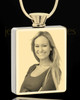Photo Engraved Stainless Gold Plated Rectangle Cremation Pendant