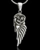 Sterling Silver Flowered Wing Cremation Pendant