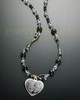 Finn Necklace Black Beaded with Stainless Steel Heart