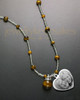 Lola Amber Bead with Stainless Steel Heart Keepsake Necklace