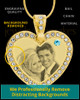 March Gold Gem Heart Birthstone Photo Engraved Pendant