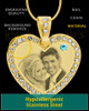 March Gold Gem Heart Birthstone Photo Engraved Pendant