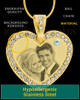 April Gold Gem Heart Birthstone Photo Engraved Pendant