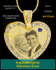 September Gold Gem Heart Birthstone Photo Engraved Pendant
