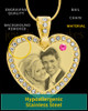 October Gold Gem Heart Birthstone Photo Engraved Pendant