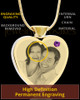 February Gold Plated Photo Engraved Heart Cremation Pendant