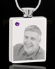 February Stainless Steel Photo Engraved Rectangle Cremation Pendant
