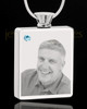 March Stainless Steel Photo Engraved Rectangle Cremation Pendant