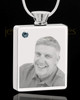 December Stainless Steel Photo Engraved Rectangle Cremation Pendant