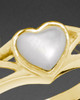 Ladies 14K Gold Mother Of Pearl Filigree Heart Ashes Ring