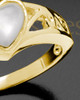 Ladies 14K Gold Mother Of Pearl Filigree Heart Ashes Ring