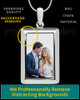 Silver Full Color Framed Rectangle Photo Engraved Pendant