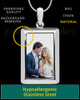 Silver Full Color Framed Rectangle Photo Engraved Pendant