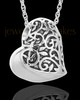 14K White Gold Intricate Heart Urn Pendant