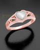 Ladies 14K Rose Gold Mother Of Pearl Filigree Heart Ashes Ring