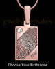 Birthstone Rose Gold Plated Rectangle Thumbprint Pendant