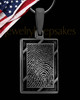 Thumbprint Framed Rectangle Black Plated Pendant