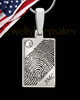 Solid 14k White Gold Birthstone Rectangle Thumbprint Pendant