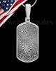 Solid 14k White Gold Dog Tag Thumbprint Pendant