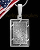 Solid 14k White Gold Framed Rectangle Thumbprint Pendant