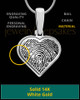 Solid 14k White Gold Heart Thumbprint Pendant