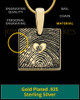 Gold Plated Sterling Tender Heart Square Thumbprint Pendant