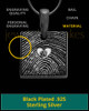 Black Plated Sterling Tender Heart Square Thumbprint Pendant