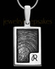 Sterling Silver Initial Rectangle Thumbprint Pendant