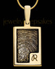 Initial Rectangle Gold Plated Thumbprint Pendant