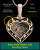 Rose Gold Plated Sterling Fancy Filigree Heart Thumbprint Pendant