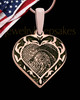 Rose Gold Plated Sterling Fancy Filigree Heart Thumbprint Pendant