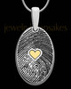 Sterling Heartfelt Oval with Gold Plated Heart Thumbprint Pendant