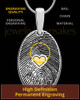 Sterling Heartfelt Oval with Gold Plated Heart Thumbprint Pendant