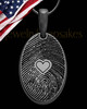 Black Plated over Sterling Heartfelt Oval Heart Thumbprint Pendant