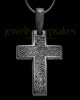 Personalized Black Plated Cross Thumbprint Pendant Sterling Silver